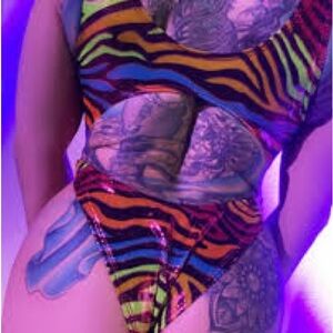 Cleo monokini Colorful Zebra Print Cutout Bodysuit